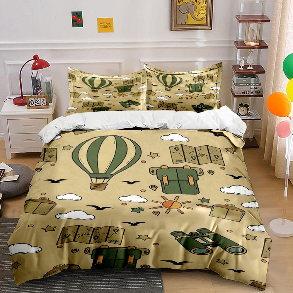 Green hot air balloons. Bedding sets Duvet cover sets Duvet covers Pillowcases(1 * Duvet Cover 2 * Pillowcases without duvet insert)
