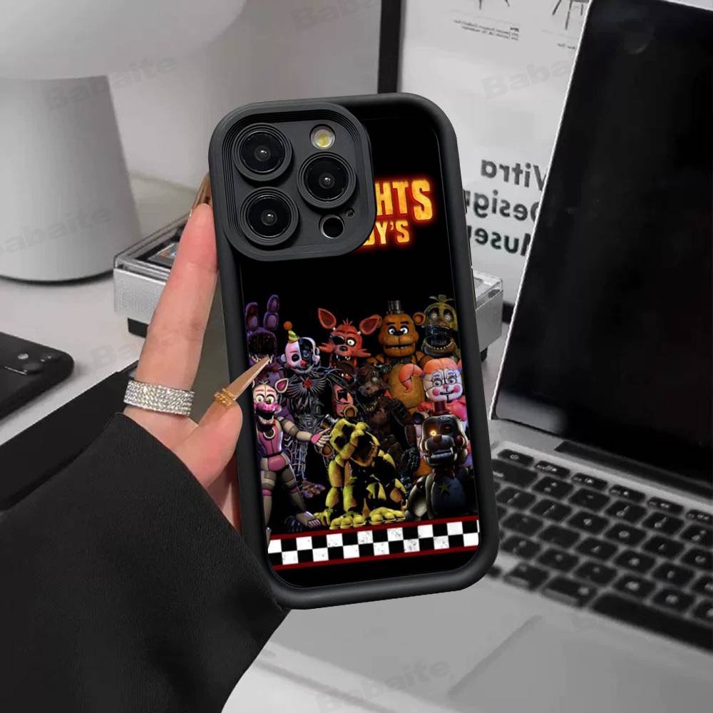 F-FNAF Пять ночей с Фредди Силиконовый Мягкий Чехол Для Телефона Для iPhone 17 16 15 14 Plus 13 12 Mini 11 Черный Чехол