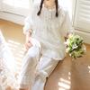 Women Princess Long Sleeve Lace Ruffle Pajama Sets Tops+Pants.Cotton Pyjamas Set Girl's Home Sleepwear