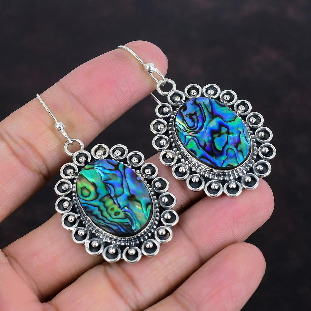 Abalone Shell Gemstone Earring 925 Sterling Silver Earring Handmade Earrings Wonderful Abalone Shell Jewelry Gifts For Friend Silver Jewelry