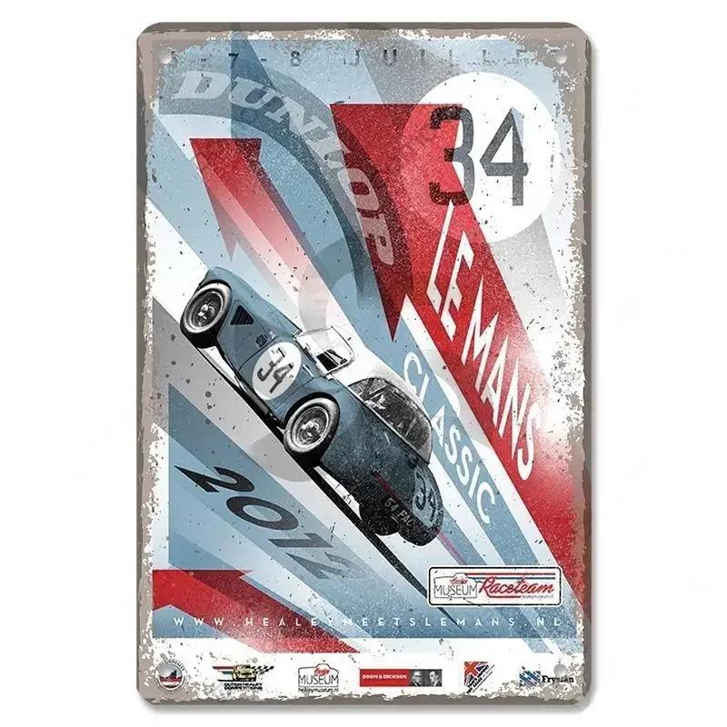 Metal Tin Signs Racing Car Plaque Metal Poster F1 Racetrack Nostalgic Vintage Metal Wall Art Decor for Garage Racing Club Home