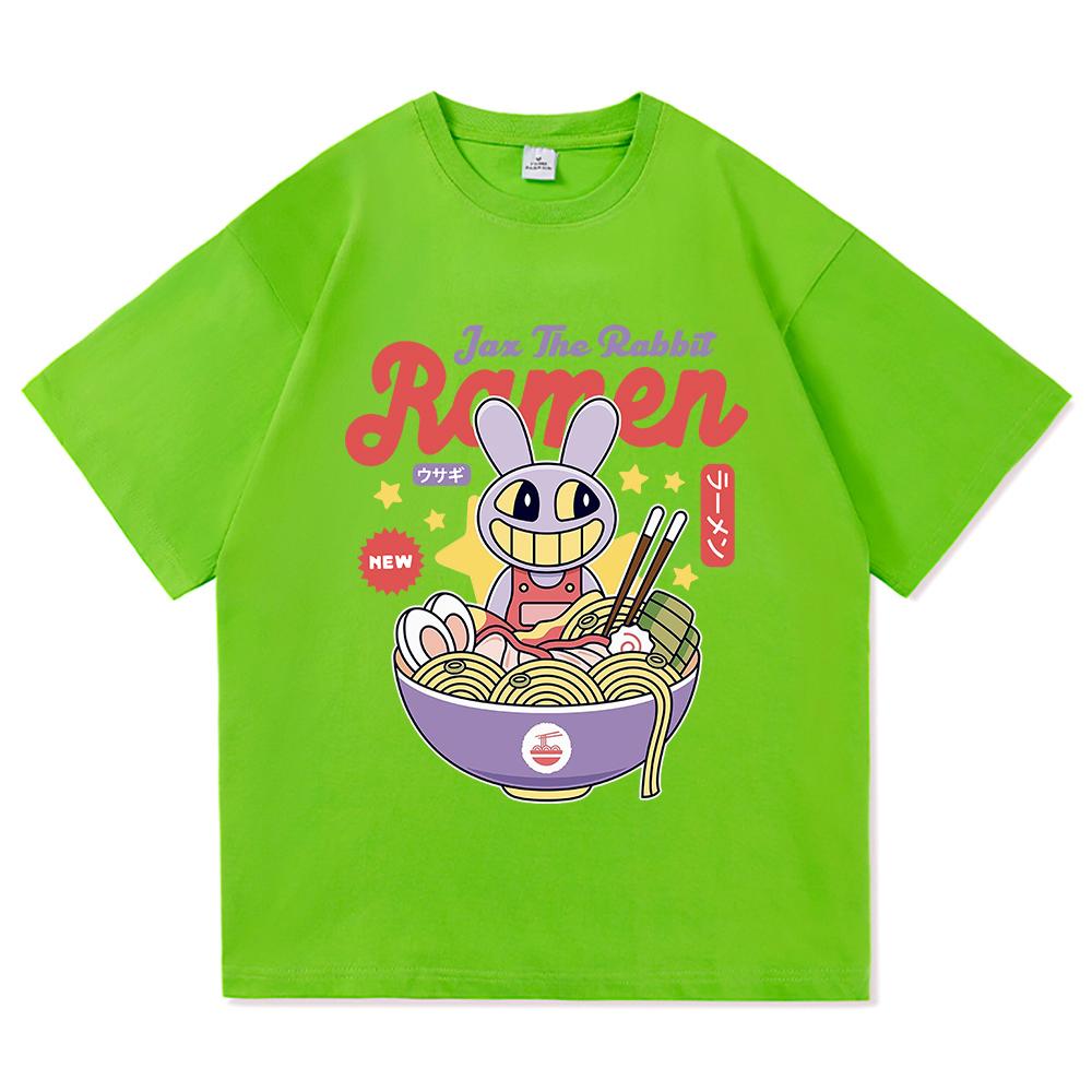 Футболка Amazing Digital Circus Jax Ramen, модная мужская, забавная, футболка Caine Pomni, унисекс, милая, кролик, лапша, хлопковые футболки, рубашки
