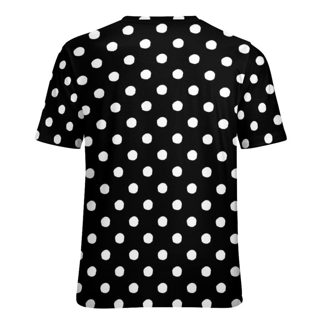 Черно-белая футболка в горошек с круглым вырезом и ретро-принтом, свободные футболки с коротким рукавом, футболки в уличном стиле для женщин, топы с пляжным дизайном