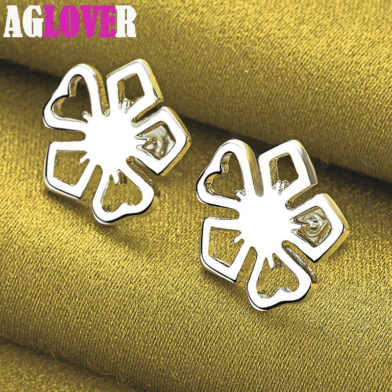 Ювелирные изделия из стерлингового серебра 925 пробы с цветами и серьгами-гвоздиками