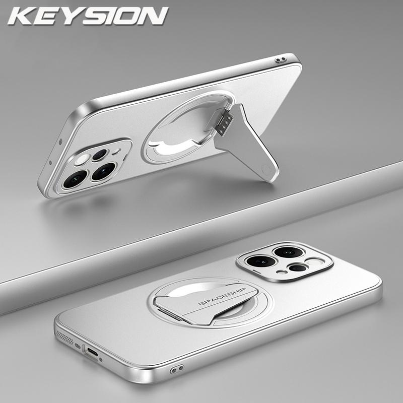 KEYSION Магнитный чехол для телефона VIVO V70 5G Металлическая краска Мягкий силикон + ПК Вертикальная подставка Ударопрочная задняя крышка для VIVO V70