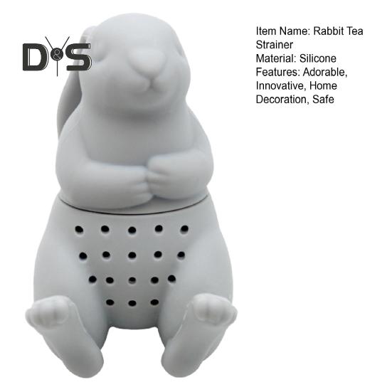 Ситечко для чая в форме кролика, силиконовое ситечко для заваривания чая, многоразовое, листовое, травяное, для специй, декор для чайника