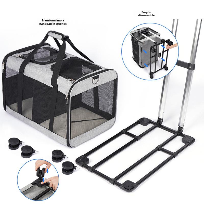 Dual-Layer Pet Trolley: Spacious, Breathable, Detachable Handheld & Shoulder Travel Bag for Cats