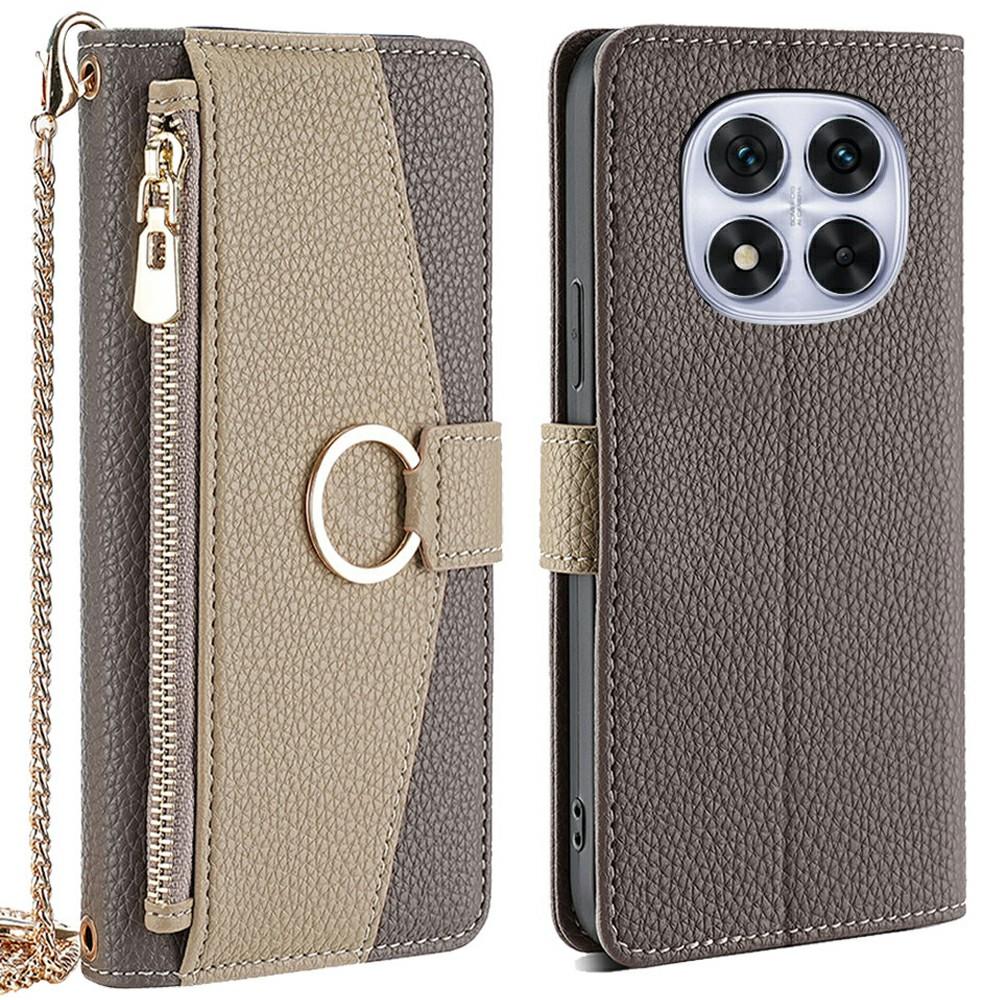 Чехол-кошелек для Xiaomi Redmi Note 14 Pro 5G/14 Pro+ 5G/Poco X7 5G Кожаный чехол для телефона с зеркалом/цепочкой-плечевым ремнем