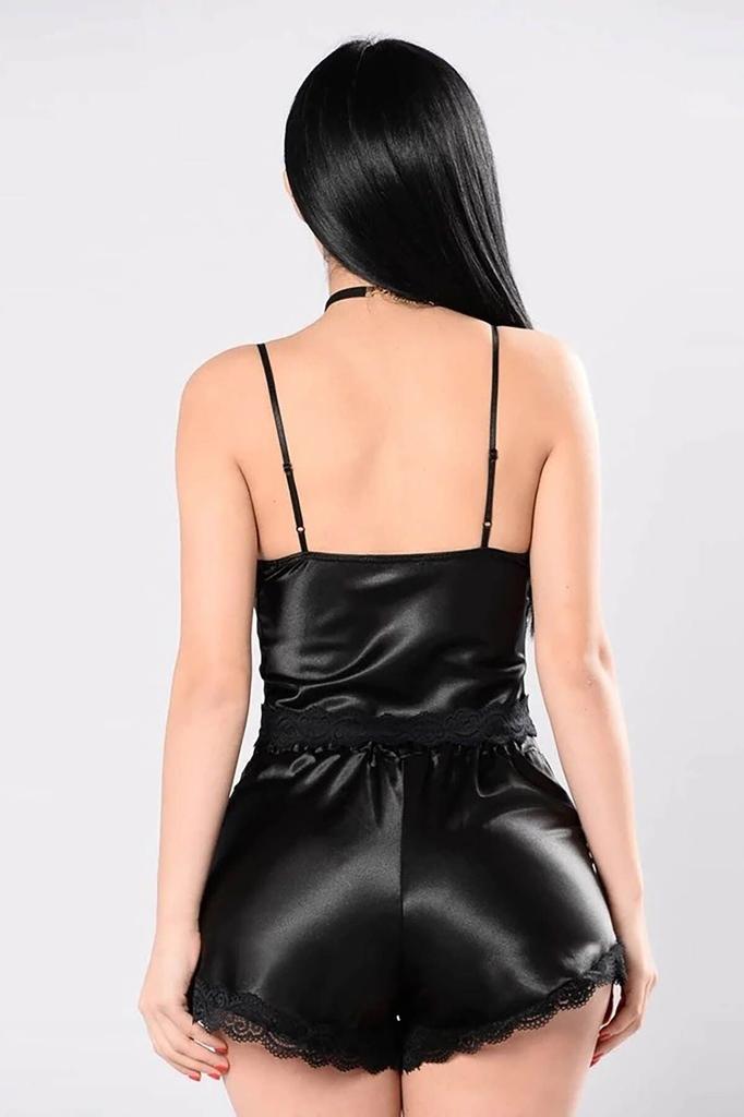 Satin Lace Shorts Pajama Set