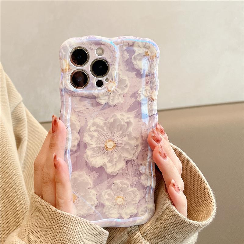 Luxury Laser Flowers Glitter iPhone Case For iPhone 16 Pro Max 15 14 13 12 11 Plus Fashion Soft Silicone Shockproof Bumper Cover