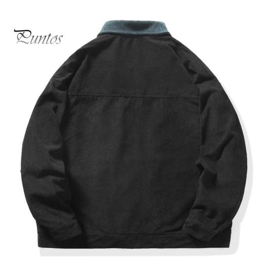 Мужская вельветовая куртка с воротником-лацканом, длинным рукавом, повседневная куртка в стиле пэчворк, пальто с карманами, застежка-молния, верхняя одежда