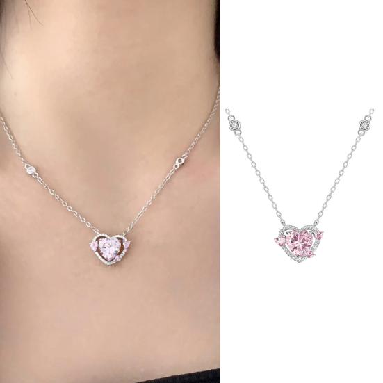 Женское ожерелье со стразами в форме сердца, полые украшения, цепочка, регулируемая подвеска на шею, ювелирные изделия, подарок на день рождения, вечерние