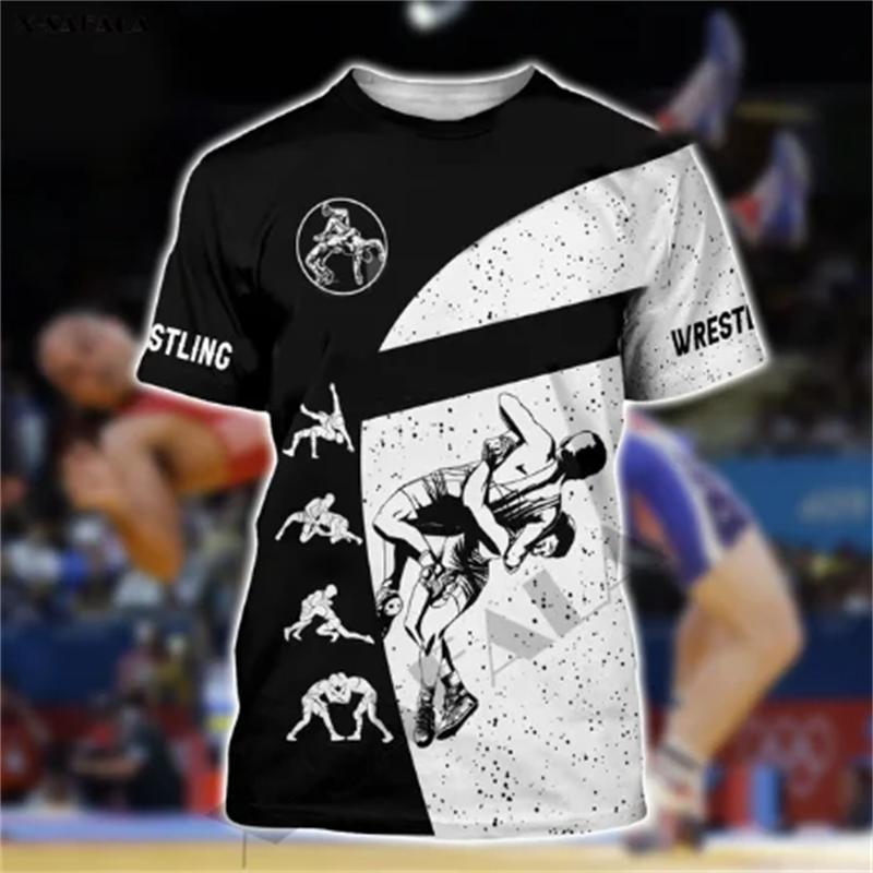2024 Funny Print Men's T-Shirt New Wrestling Taekwondo Graphic Tshirts Casual O-Neck Short-sleeved Gym Tops Fashion Sportswear