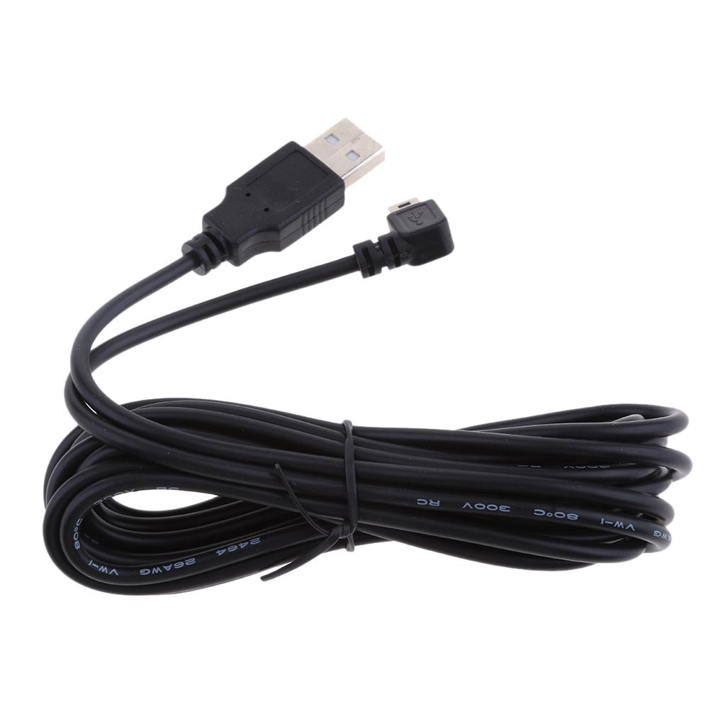 3.5m Dash Cam Charger Cable 5V 2A USB To Mini USB Charger Cable Left Bend DVR GPS Charging Cable for Car Truck Mobile Phones MP3