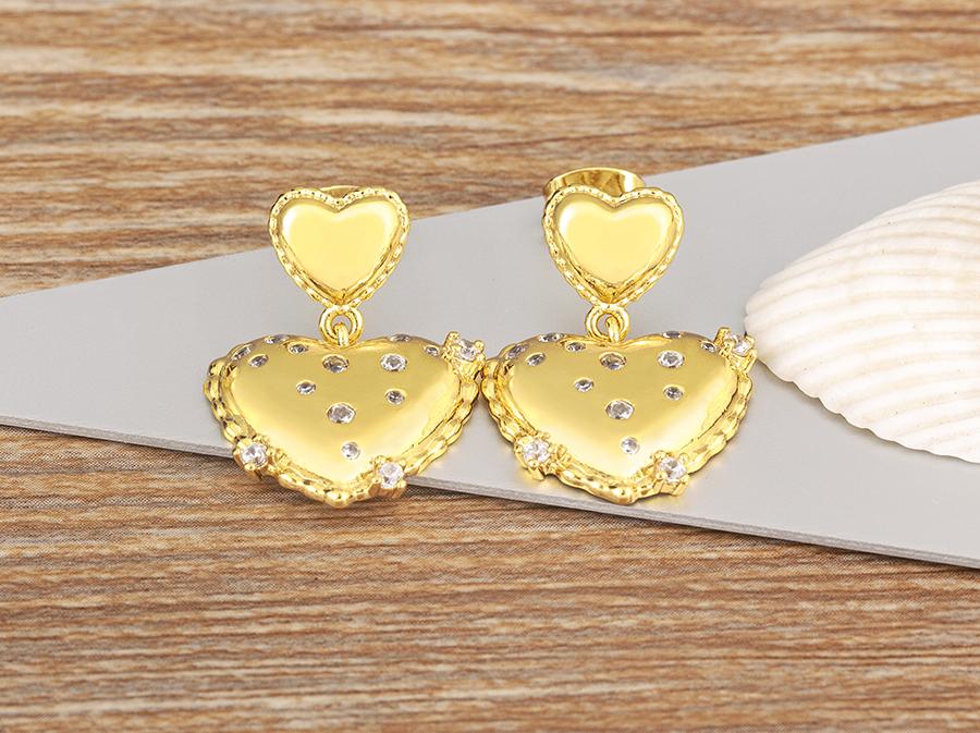 Nidin New Fashion Heart Dangle Earrings for Women Elegant Shiny Rhinestone Crystal Bride Wedding Ear Jewelry Accessories Gift