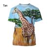 Футболка с рисунком жирафа для мужчин, забавные футболки с 3D-принтом в виде животных, летние свободные футболки с короткими рукавами, топы с круглым вырезом, уличная одежда