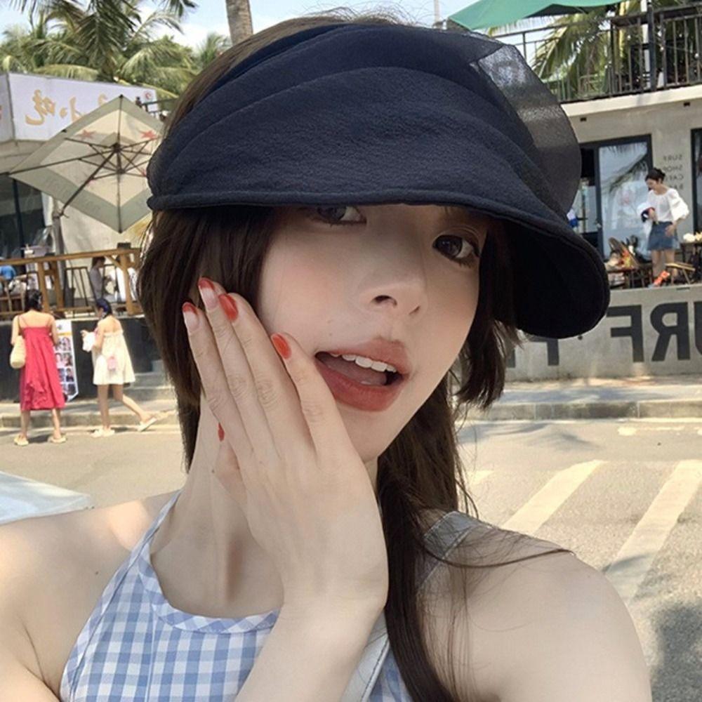 Breathable Women's Sun Hat Empty Top Wide Brim Hat Casual Foldable Hat Summer Vacation