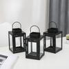 Black Iron Wind Lamp Wrought Iron Outdoor Hanging Lantern Simple Lantern Candle Stand Garde