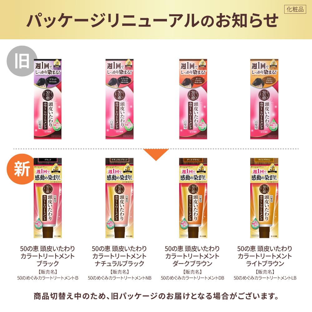 50 no Megumi Уход за кожей головы Краска Темный Набор из 2 шт Окислительная обработка для волос Gokujun в саше, Коричневый, (Серый краситель, без красителя) + [Продукт]