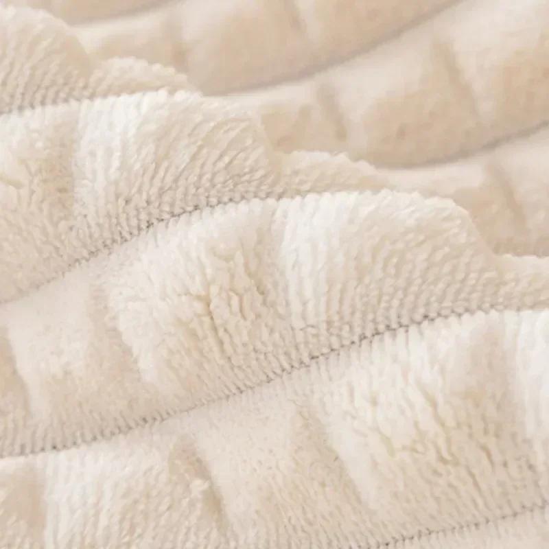 1Pcs Thicken Winter Warm Simple Solid Color Sofa Cover For Living Room Solid Color Grid Anti-Slip Couch Cushion Home Decor