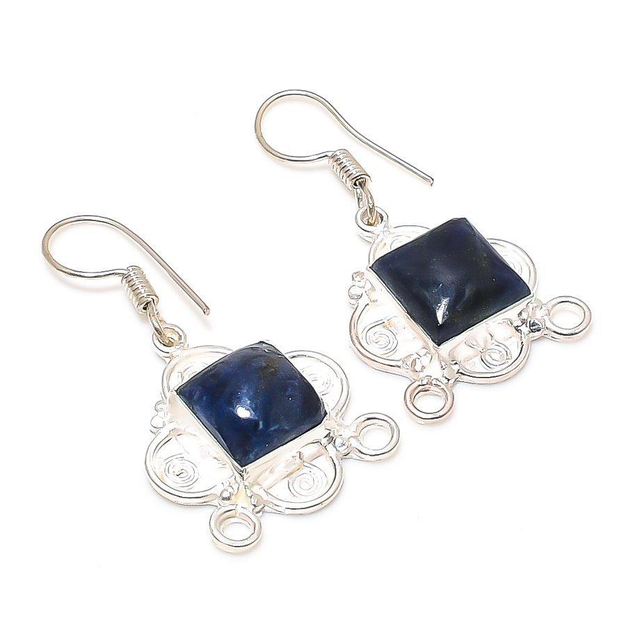 Sodalite Gemstone 925 Sterling Silver Jewelry Earring 1.50 " d693