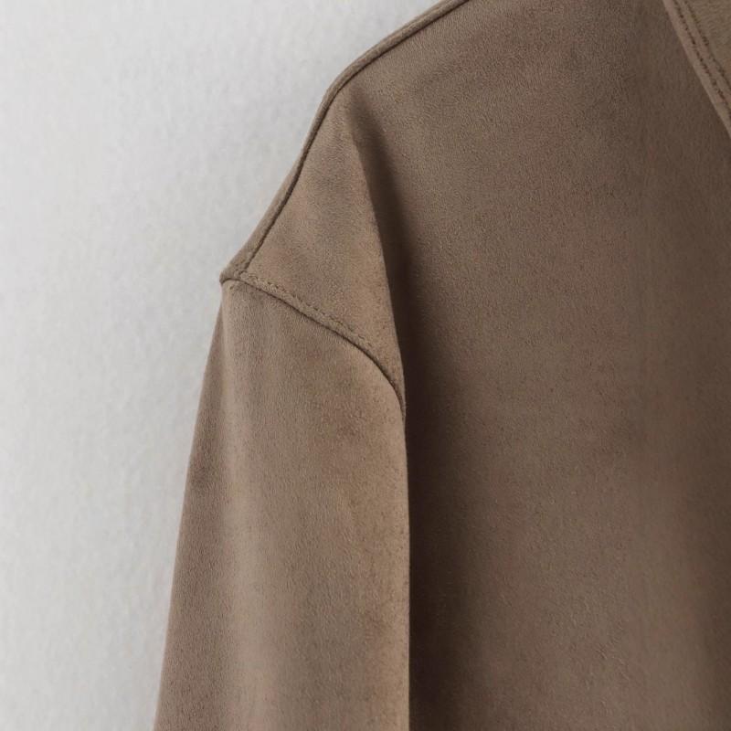 Womens Fall Winter Fashion Versatile Suede Jacket High Street Style Loose Short Coat