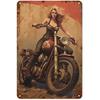 Металлические жестяные таблички Пин-ап Мотоциклистка Настенное украшение Табличка Винтажный постер Железная живопись для мужской пещеры Дома Кафе Сада Клуба Бара