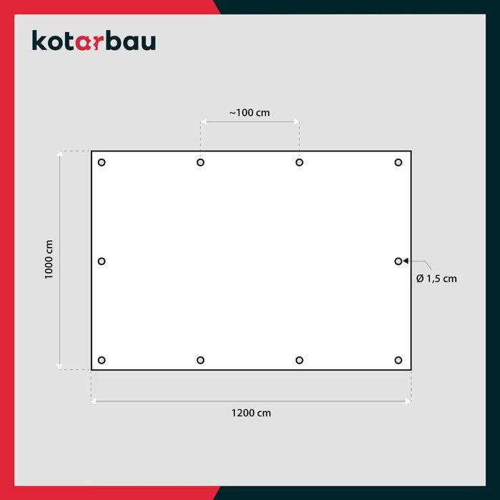 Bâche de Protection Extérieur - Polyéthylène - 10 x 12 m - Bleu - 60 g/m² - Bâche Anti UV - Bache Remorque KOTARBAU