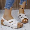 Fashion Women's Lightweight Wedge Heel Thick-soled Summer Sandals 2024 Retro Simple Round Toe Flat Shallow Mouth Women's Sandals