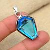 Dazzling Blue Topaz Gemstone 925 Sterling Silver Handmade Pendant Jewelry Women's Gift