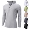 Men's And Women's Casual Solid-color Long-sleeved T-shirts, Men's Sporty Breathable Stand-up Collar Half-zipper Top