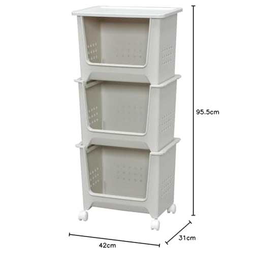 IRIS OHYAMA Stack Basket, Off-White, SB-003