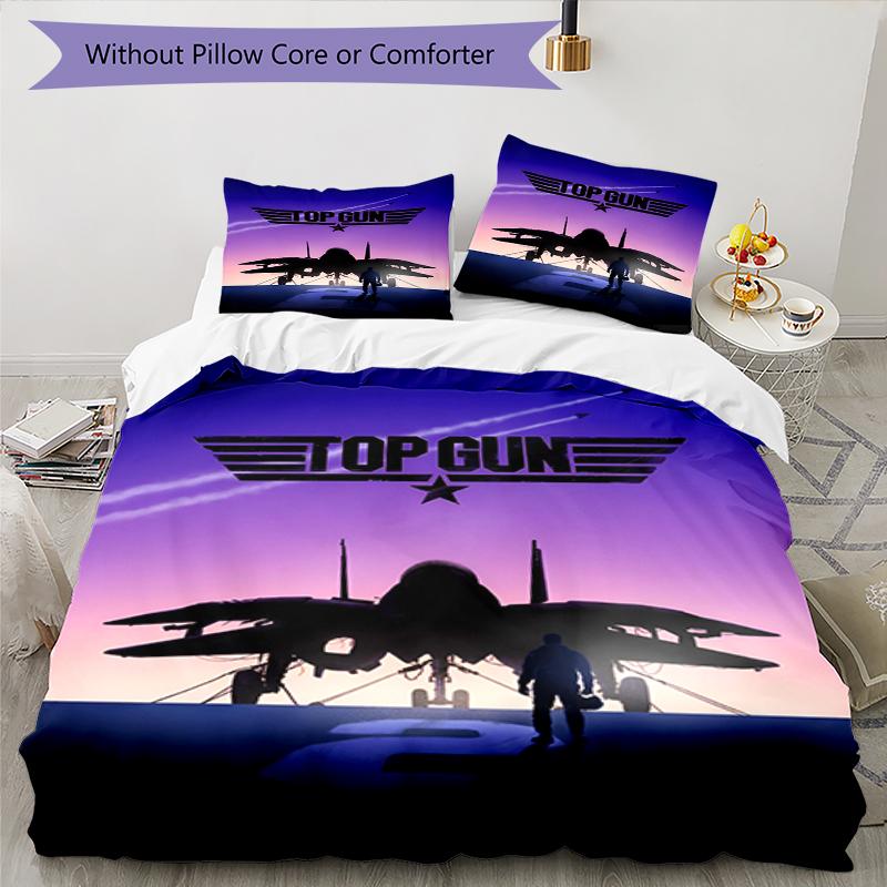3pcs Top Gun Bedding Set Duvet Cover Closure Includes 1 Duvet Cover & 2 Pillowcases, Soft and Comfortable for All Seasons.