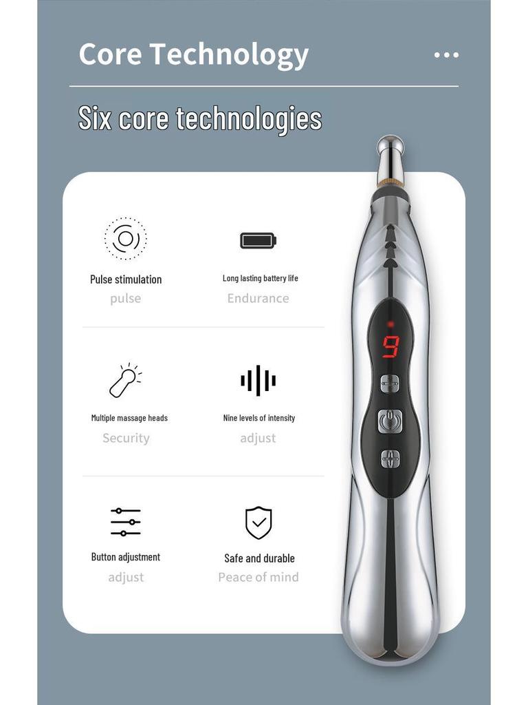 Перезаряжаемая умная массажная ручка для акупунктурных точек - Мини электрический акупрессурный стик