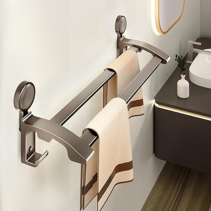 Прочная настенная двойная вешалка для полотенец на присосках без сверления для ванных комнат