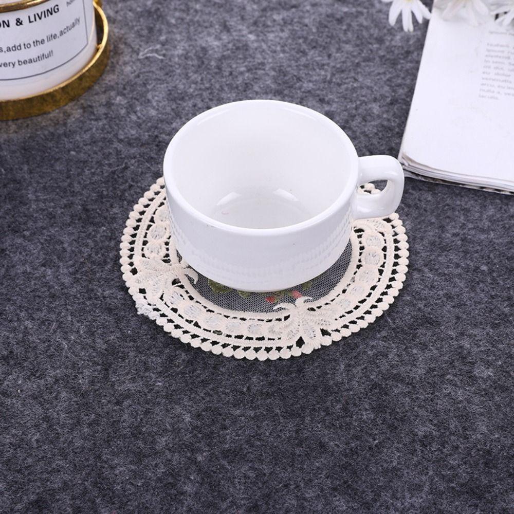 Embroidery Fabric Table Decoratio Insulation Mat Plate Mats Lace Coaster Coffee Cups Coasters