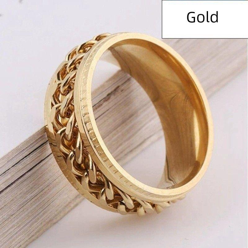 Cross-Border Supply Titanium Steel Rotatable Chain Ring European and American Stainless Steel Couple Ring Japanese and Korean Jewelry