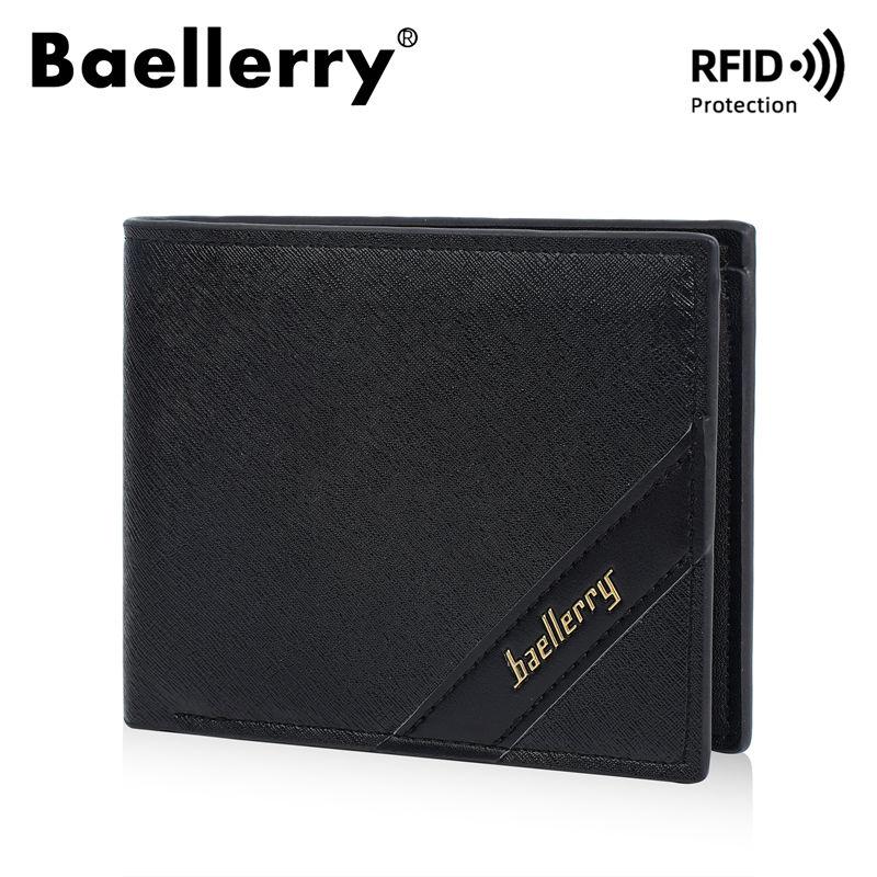 Baellerry RFID Защита от кражи Держатель для карт для мужчин Винтажный дизайн Короткие трехсложные кошельки Бизнес Модный кошелек