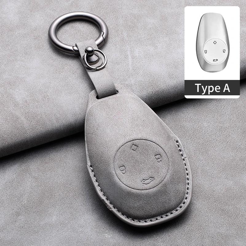 Leather Car Remote Key Case Cover for Leapmotor T03 S01 C11 for Leapmotor C01 T03 S01 C11 2023 Auto Key Shell Fob Keychain