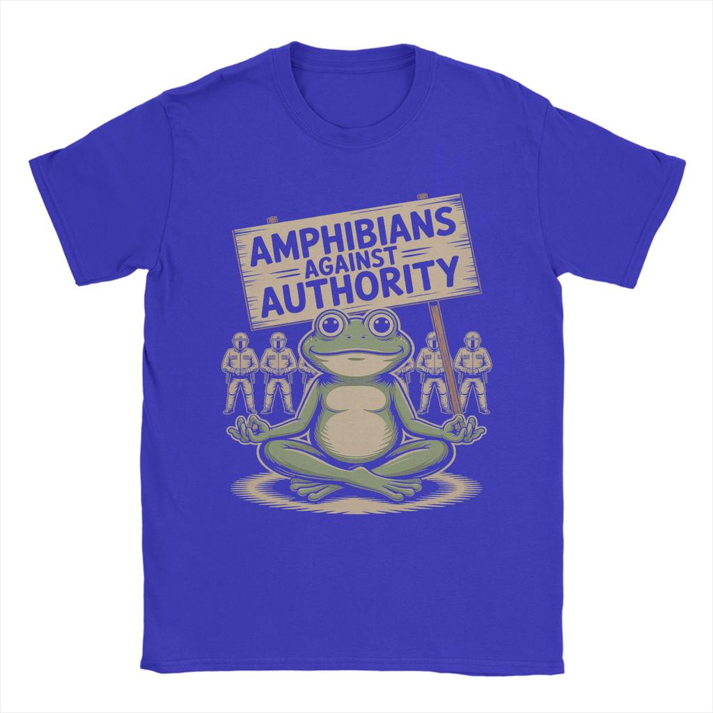 Summer Amphibians Against Authority Hip Hop T Shirts Pure Cotton Tshirt for Man Y2K Fun Loose Short Sleeve Tops