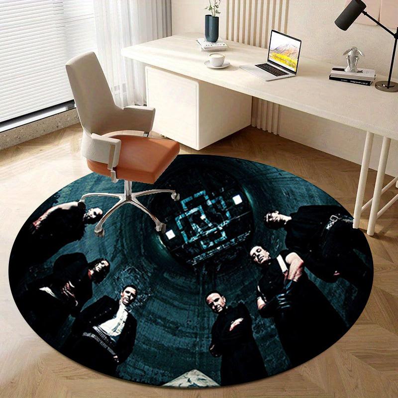 1pc Home Office Outdoor Gift Circular Carpet - Industrial Style Design with Band Logo Print for Living Room, Bedroom, or Patio AreaRC2788