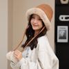 Fashion Suede Windproof Bag Head Mongolian Hat Women's Autumn and Winter Warm Fleece Cold Hat Removable Hanging Ball