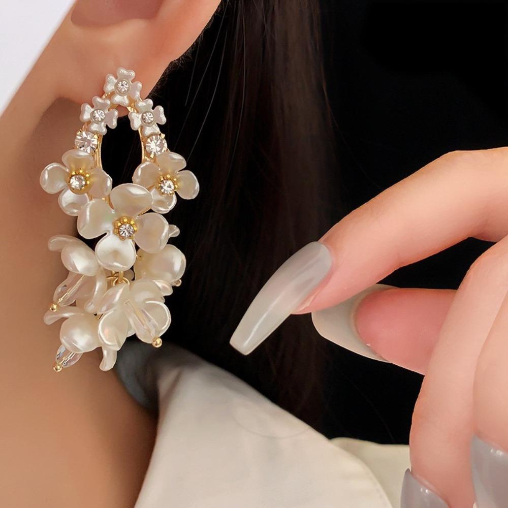 Crystal Flower Dangle Earrings Sweet Petals Stud Earrings Fashion Beach Earrings Seaside