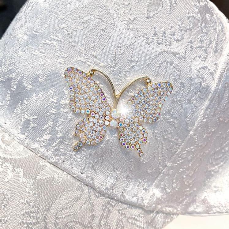 Бейсболка со стразами и бабочкой для детей, весна-лето, иностранный стиль, универсальная солнцезащитная козырек, кружевной узор