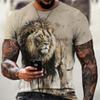 Мужская индивидуальная футболка с коротким рукавом с принтом льва, новая весенне-летняя футболка с коротким рукавом, уличная трендовая мужская футболка