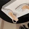 Fashion Strange Style Pointed Toe White High Heels Sandals Summer Fashion Crystal Rhinestone Party Wedding Banquet Pumps Shoes
