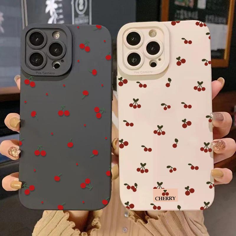 Милый Чехол для Телефона из Силикона с Рисунком Вишни Для Xiaomi Mi 15 14T 13T 12T Pro 14 13 11 Lite 5G NE Poco F6 F5 X5 M6 X7 Pro Мягкая Крышка