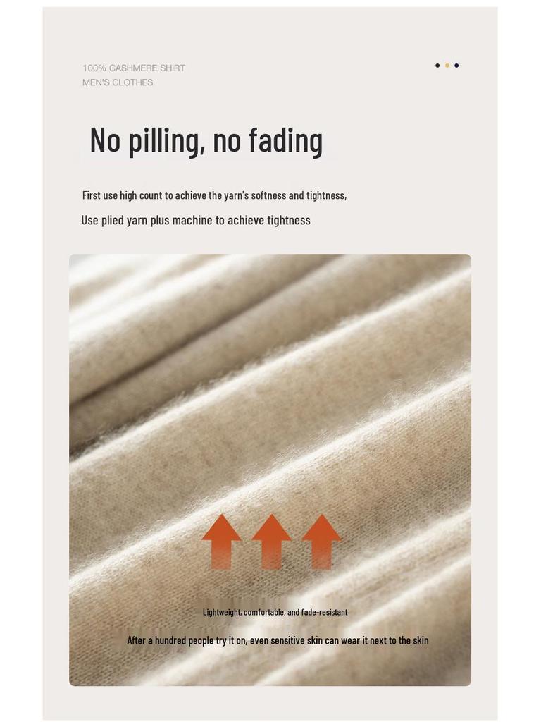 Men's V-Neck Cashmere Sweater - Long-Sleeved Business Knit for Autumn and Winter