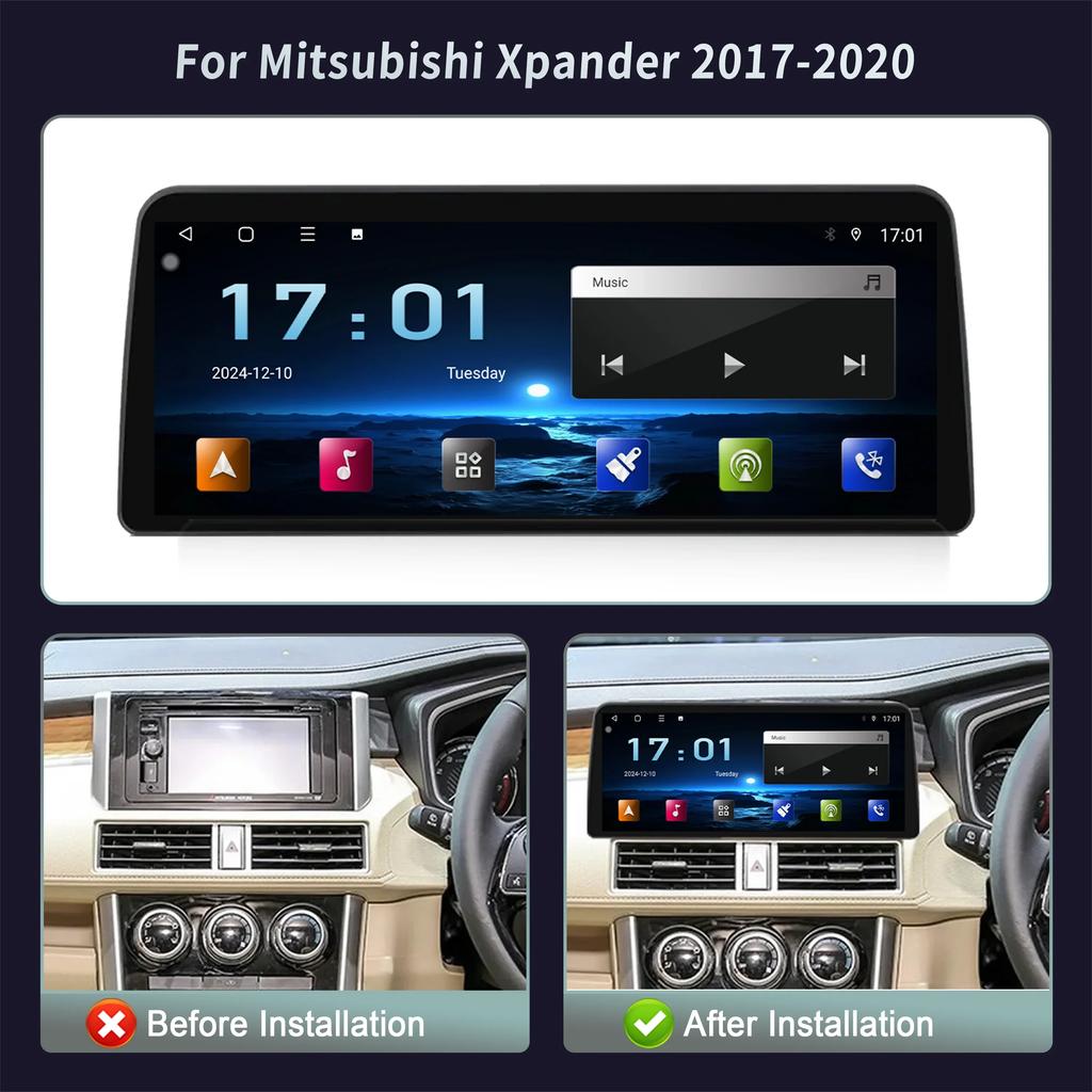 12.3inch Android 14 For Mitsubishi Xpander 2017-2020 Car Radio Multimedia 4G GPS Stereo Navigation Wireless BT Carplay Screen