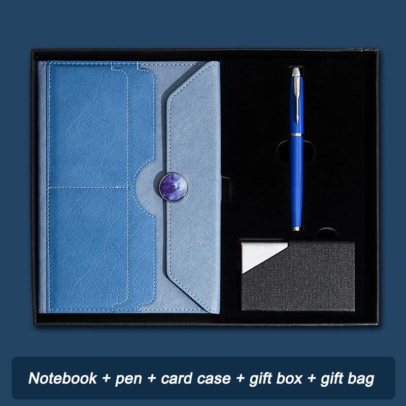 Gift Box with Ustick and Pen Round Magnetic Button Fancy Notebook for Business and Office